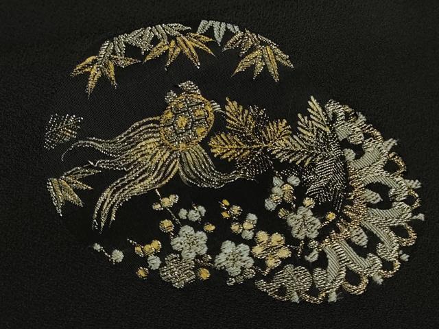 平和屋本店●極上 山口美術織物 皇室 伊勢神宮御用 西陣織 訪問着 錦繍 鶴 蓑亀 花丸文 黒地 金銀糸 逸品 DZAB2106kh6