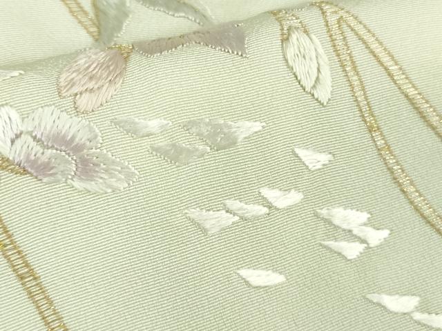 平和屋本店●極上 訪問着 総手刺繍 枝垂れ花 暈し染め 金糸 反端付き 逸品 未使用 DZAB2107kh6