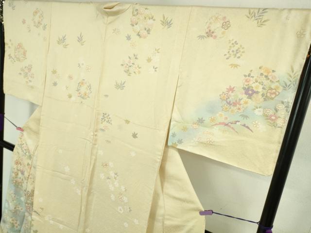 平和屋着物●極上 訪問着 花丸文 鳥の子色地 金彩 逸品 未使用 DZAB2143kh6