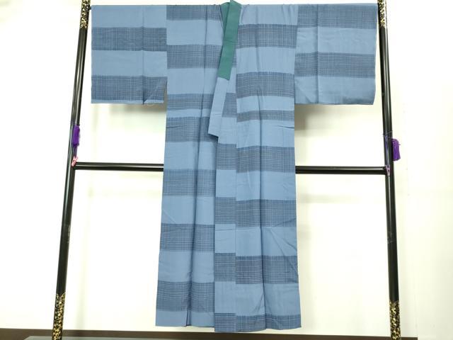平和屋着物■極上 男性 紬 アンサンブル キングサイズ 長襦袢(無双仕立て)・長羽織 濃い青藍色 逸品 未使用 DZAB2156kh6