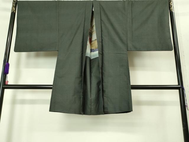 平和屋着物■極上 男性 本場大島紬 アンサンブル キングサイズ 100亀甲 総詰め 長羽織 羽裏・鳥獣戯画 逸品 DZAB2159kh6