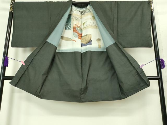 平和屋着物■極上 男性 本場大島紬 アンサンブル キングサイズ 100亀甲 総詰め 長羽織 羽裏・鳥獣戯画 逸品 DZAB2159kh6
