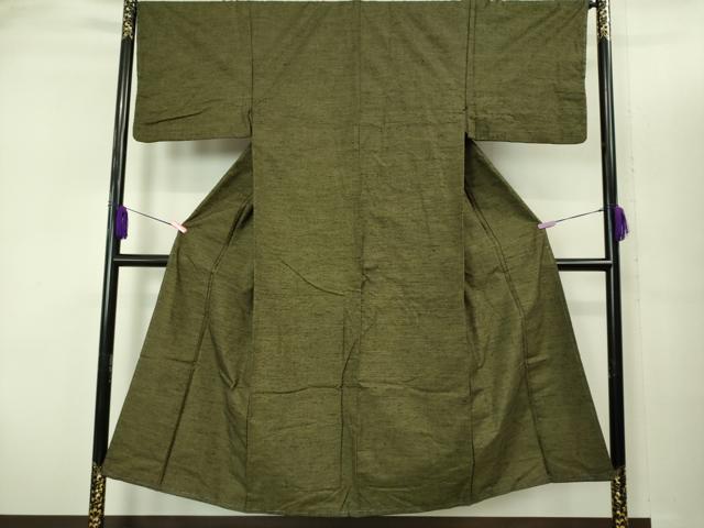 平和屋着物●極上 男性 紬 アンサンブル 国防色 逸品 未使用 DZAB2161kh6
