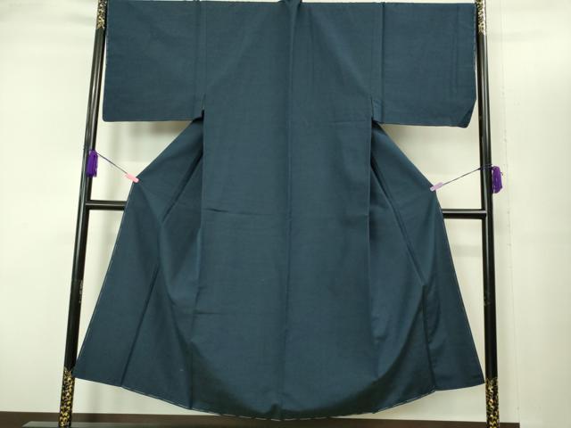 平和屋着物■極上 男性 紬 アンサンブル 長襦袢(袷)・長羽織セット 濃い青褐色 羽裏・鷹 逸品 未使用 DZAB2162kh6