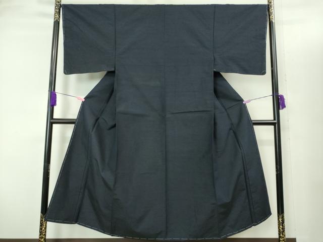 平和屋着物■極上 男性 紬 アンサンブル 長襦袢(袷)・長羽織セット 色無地 濃い藍鉄色 逸品 未使用 DZAB2166kh6