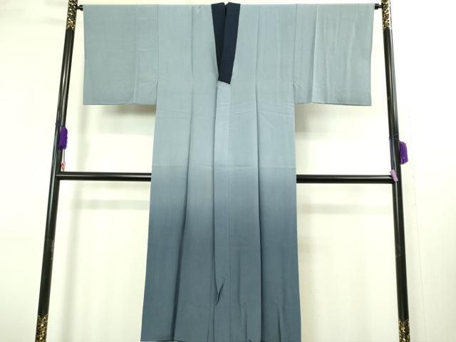 平和屋着物■極上 男性 紬 アンサンブル 長襦袢(袷)・長羽織セット 色無地 濃い藍鉄色 逸品 未使用 DZAB2166kh6