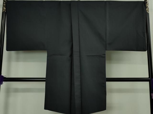 平和屋本店■極上 男性 お召 アンサンブル キングサイズ 長襦袢(袷)・長羽織セット 格子地紋 着物:藍墨茶色 羽織:藍鉄色 逸品 DZAB2193kh6