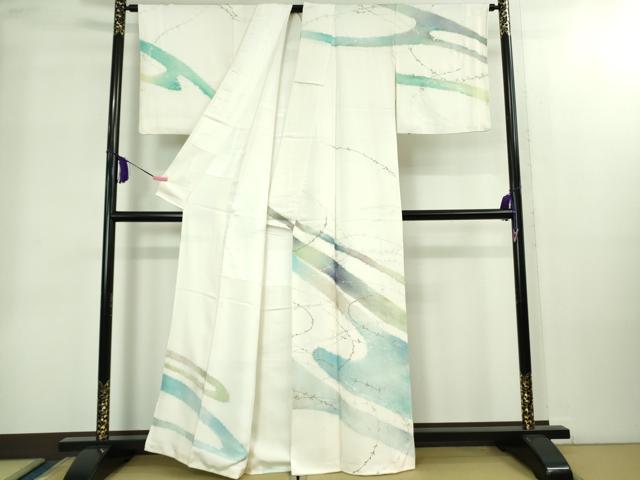 平和屋本店●極上 創業460年・千總 訪問着 枝垂れ柳霞文 象牙色地 金銀彩 逸品 DZAB2200kh6
