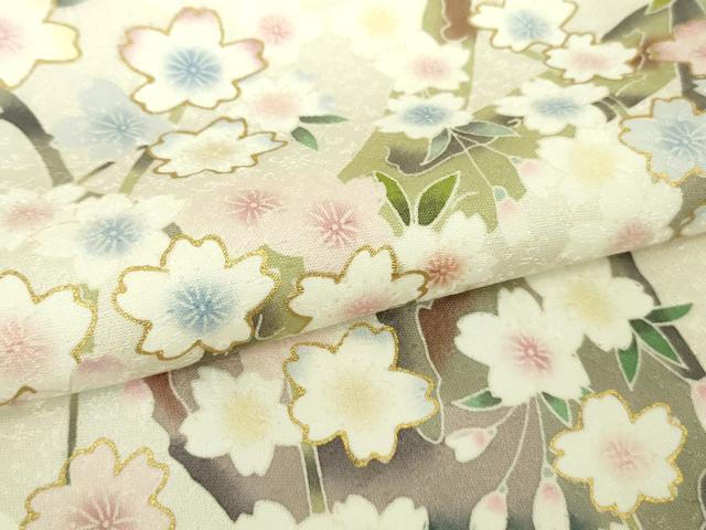 平和屋本店●極上 訪問着 枝桜 象牙色地 金彩 逸品 DZAB2211kh6
