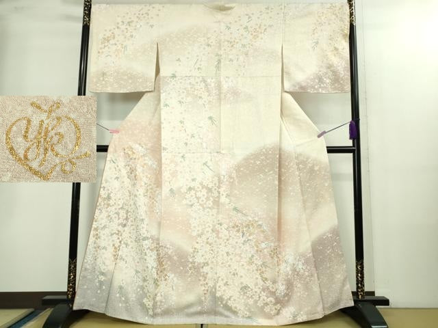 平和屋本店●極上 ブライダルファッションデザイナー・桂由美 訪問着 枝垂れ桜 暈し染め 逸品 DZAB2212kh6