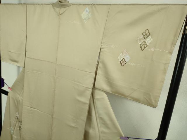 平和屋本店●極上 洗える最高級着物 <英>はなぶさ謹製 訪問着 花菱 白橡色地 金彩 逸品 DZAB2215kh6