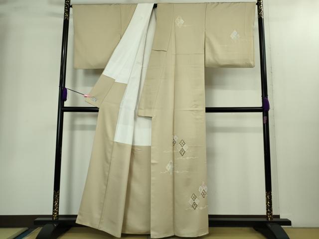 平和屋本店●極上 洗える最高級着物 <英>はなぶさ謹製 訪問着 花菱 白橡色地 金彩 逸品 DZAB2215kh6