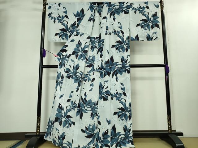 平和屋着物∴極上 夏物 撫松庵 小紋・浴衣兼用 セオアルファ 紅梅織 百合 洗える着物 逸品 DZAB2217kh6
