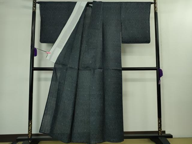 平和屋本店*極上 夏物 重要無形文化財 本場宮古上布 苧麻 吉祥文 留紺色地 逸品 DZAB2222kh6