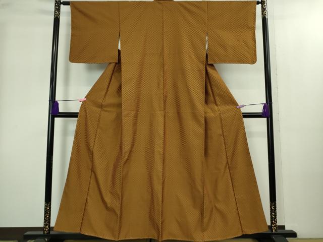 平和屋本店●極上 山下八百子 本場黄八丈 市松綾織 紬 逸品 未使用 DZAB2241kh6