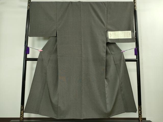 平和屋本店▽極上 男性 白鷹お召 単衣 縞 蝉色×鈍色 証紙付き 逸品 未使用 DZAB2245kh6