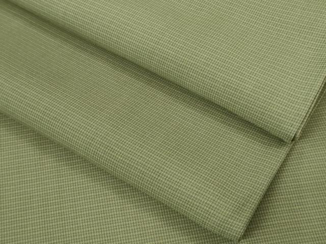 平和屋本店*極上 男性 夏物 東郷織物謹製 本場大島紬 夏大島 キングサイズ みじん格子 鶸茶色 逸品 DZAB2251kh6