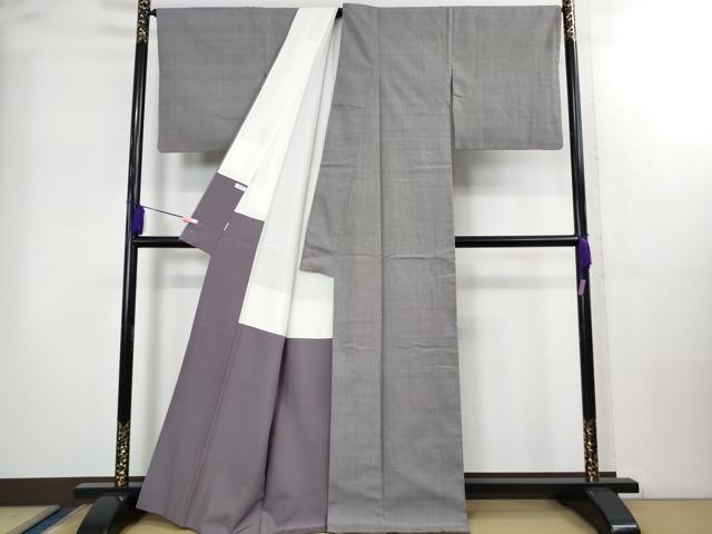 平和屋本店●極上 本場結城紬 重要無形文化財 奥順謹製 色無地 薄鼠色 高島屋扱い 逸品 DZAB2266kh6