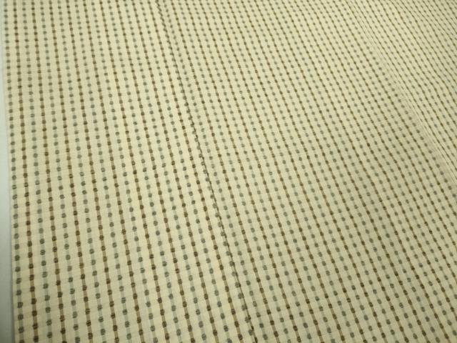 平和屋本店●極上 綿薩摩 本さつま 東郷織物謹製 手織 永江明夫 鳥の子色地 反端付き 逸品 未使用 DZAB2272kh6