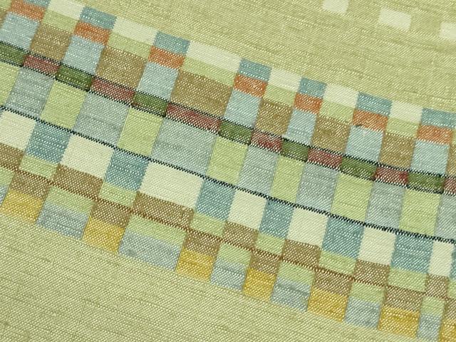 平和屋本店●超希少 人間国宝 重要無形文化財保持者 佐々木苑子 訪問着 紬 横段文 裏葉柳色地 逸品 DZAB2273kh6