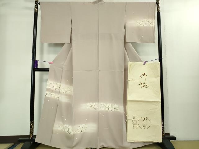 平和屋本店●極上 銀座きしや 訪問着 枝桜 暈し染め 薄柿色地 たとう紙付き 逸品 DZAB2296kh6