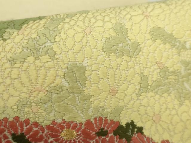 平和屋着物●極上 山口美術織物 皇室 伊勢神宮御用 西陣織 太鼓柄袋帯 唐織 菊地重陽文 金銀糸 逸品 DZAB2303kh6