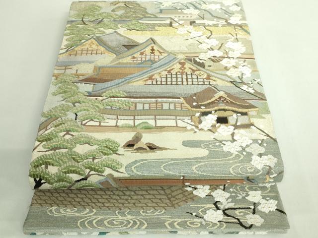 平和屋着物●極上 爪掻き本綴れ 太鼓柄袋帯 名所風景文 金糸 逸品 DZAB2323kh6
