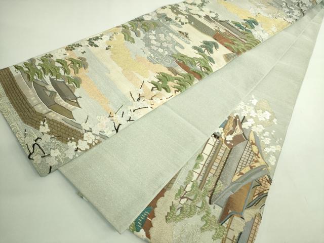 平和屋着物●極上 爪掻き本綴れ 太鼓柄袋帯 名所風景文 金糸 逸品 DZAB2323kh6