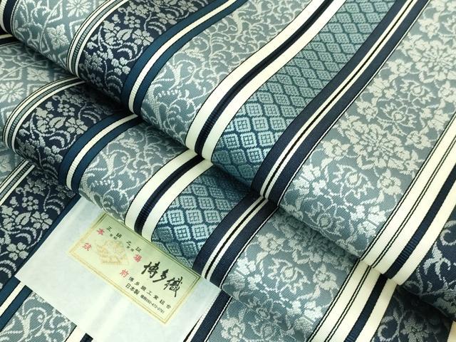 平和屋本店●極上 本場筑前博多織 全通柄袋帯 唐草間道 証紙・反端付き 逸品 DZAB2346kh6