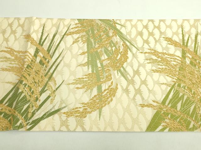 平和屋着物●極上 山口正夫 太鼓柄袋帯 唐織 早苗稲穂文 金糸 逸品 DZAB2352kh6