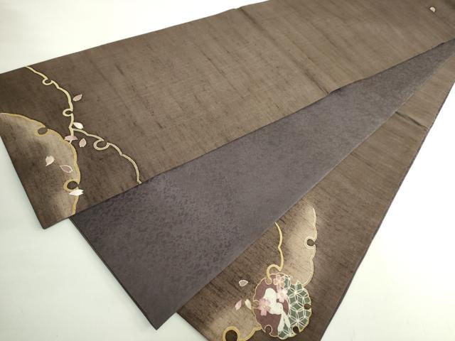 平和屋着物●極上 中国三大刺繍 相良刺繍 太鼓柄袋帯 紬地 雪輪花兎 金彩 やまと誂製 逸品 DZAB2357kh6