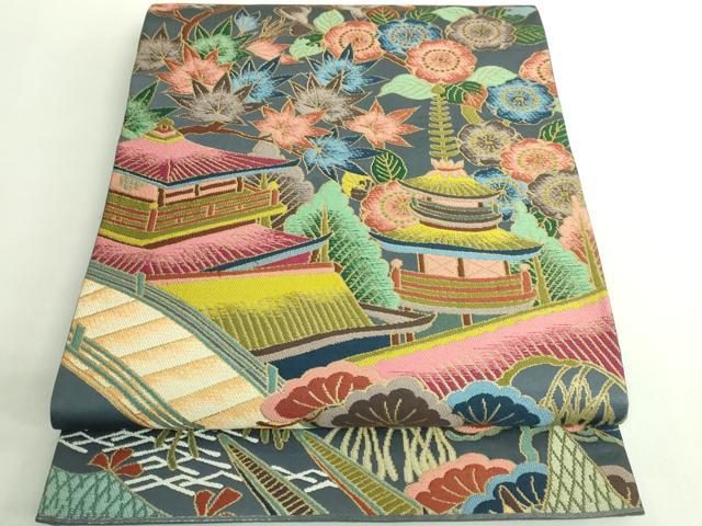 平和屋着物●極上 西陣 白綾苑大庭 六通柄袋帯 名所風景 逸品 DZAB2360kh6