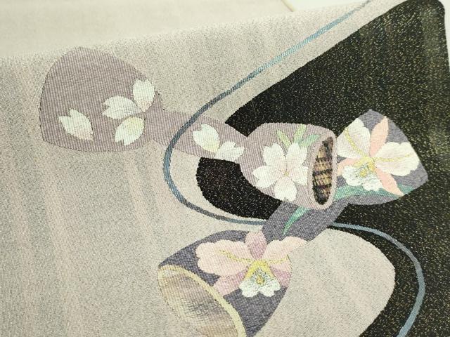 平和屋着物●極上 京の名門 じゅらく謹製 爪掻き本綴れ 両面 太鼓柄袋帯 楽器 鼓 金糸 やまと誂製 逸品 DZAB2368kh6