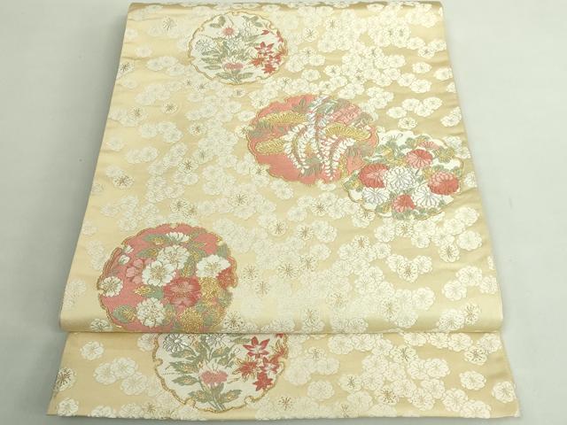 平和屋着物●極上 西陣の名門 加納幸謹製 六通柄袋帯 唐織 雪輪花文 金銀糸 逸品 DZAB2370kh6