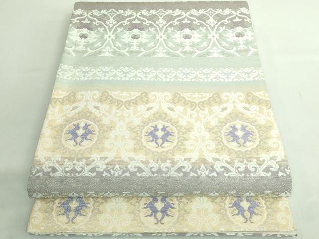 平和屋着物●極上 六通柄袋帯 唐織 和更紗 銀糸 逸品 DZAB2389kh6