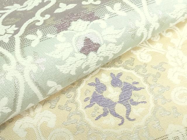 平和屋着物●極上 六通柄袋帯 唐織 和更紗 銀糸 逸品 DZAB2389kh6