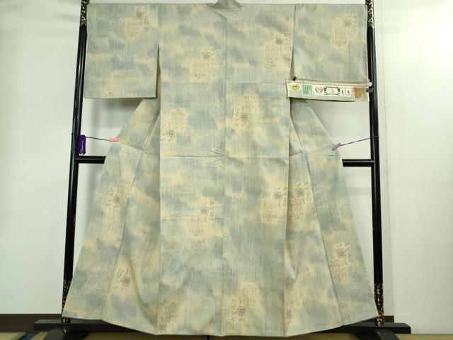 平和屋本店●極上 本場結城紬 重要無形文化財 100亀甲 飛び亀甲柄 井上商事謹製 色紙花文 証紙・証明書付き 逸品 DZAB2408kh6