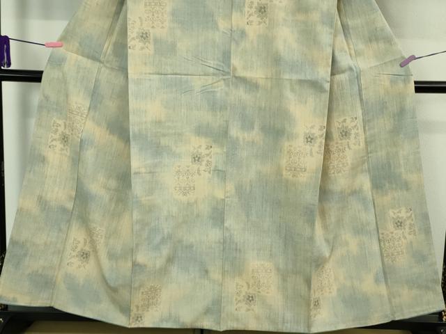 平和屋本店●極上 本場結城紬 重要無形文化財 100亀甲 飛び亀甲柄 井上商事謹製 色紙花文 証紙・証明書付き 逸品 DZAB2408kh6