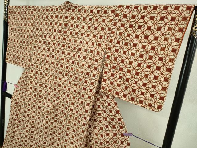 平和屋本店●極上 岩手の匠 草紫堂 南部絞り 茜染 綿 逸品 未使用 DZAB2412kh6