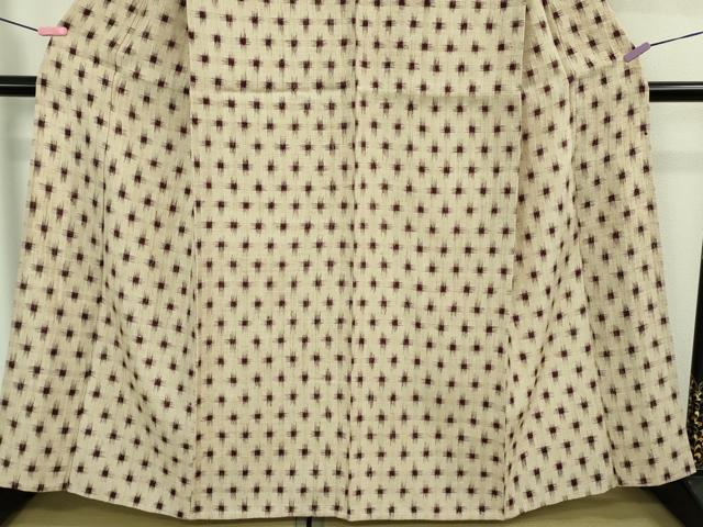 平和屋本店▽極上 浦野理一 経節紬 単衣 十字絣 逸品 DZAB2416kh6