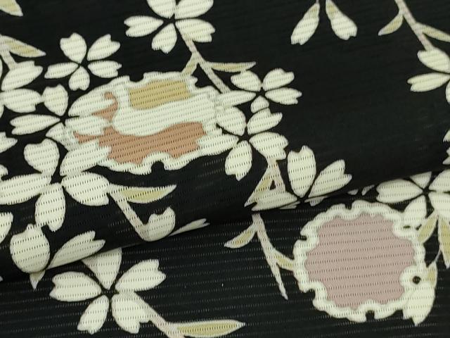 平和屋本店*極上 夏物 訪問着 絽 枝垂れ桜 雪輪 黒地 逸品 DZAB2427kh6