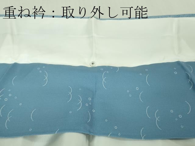 平和屋本店●極上 人間国宝 小宮康正 型:武田忠孝 江戸小紋 花鳥風月 勿忘草色地 鈴乃屋扱い 反端付き 逸品 DZAB2429kh6