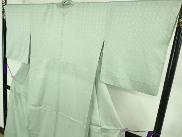 平和屋本店▽極上 京都・西陣 織元ブランド 泰流舎 お召 単衣 紋紗 錆青磁色地 証紙付き 逸品 DZAB2440kh6