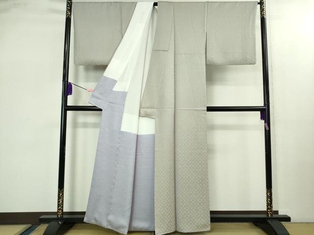 平和屋本店●極上 創業280年 誉田屋源兵衛 お召 花菱 牡丹鼠色 反端付き 逸品 DZAB2441kh6