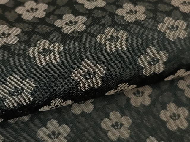 平和屋着物●極上 お召 花尽くし 黒地 逸品 未使用 DZAB2443kh6
