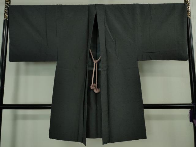 平和屋着物#極上 男性 長羽織 キングサイズ 髭紬 藍鉄色地 羽織紐付き 逸品 DZAB2453kh6