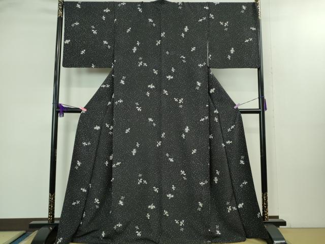 平和屋着物●極上 洛楽人工房 小紋 蜻蛉 トンボ 藍鉄色地 逸品 DZAB2468kh6