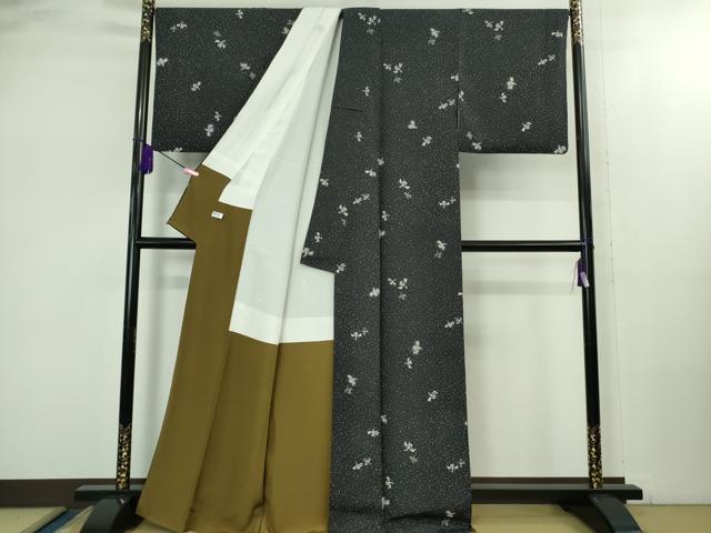 平和屋着物●極上 洛楽人工房 小紋 蜻蛉 トンボ 藍鉄色地 逸品 DZAB2468kh6