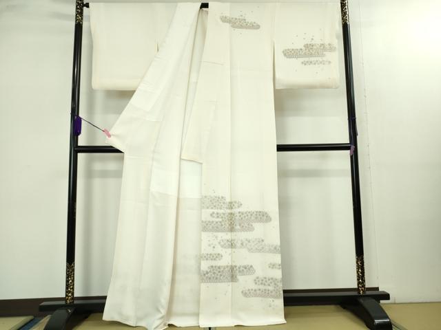 平和屋本店●極上 訪問着 総刺繍 霞花文 象牙色地 金糸 逸品 DZAB2469kh6