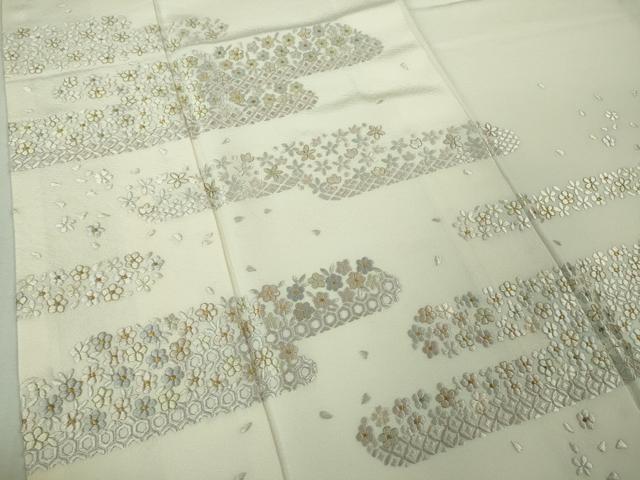 平和屋本店●極上 訪問着 総刺繍 霞花文 象牙色地 金糸 逸品 DZAB2469kh6